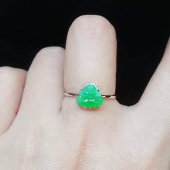 Natural burmese grade a jadeite ring zhengyang green jadeite