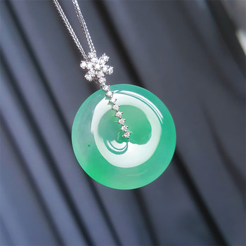 Myanmar jade pendant ice translucent flower jade peace buckle