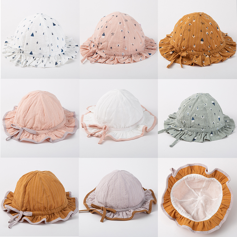 Baby hat spring and autumn thin section baby sun hat fisherman hat children sun hat girls sun hat princess basin hat