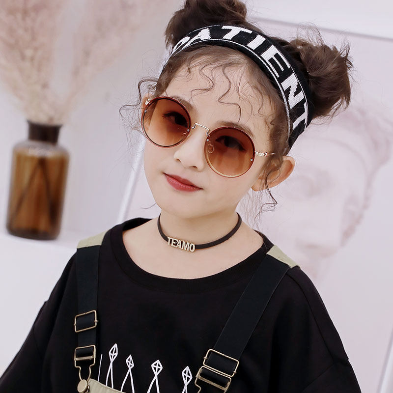 Children's sunglasses children's sunglasses baby glasses round metal toad mirror boys and girls sunshade glasses