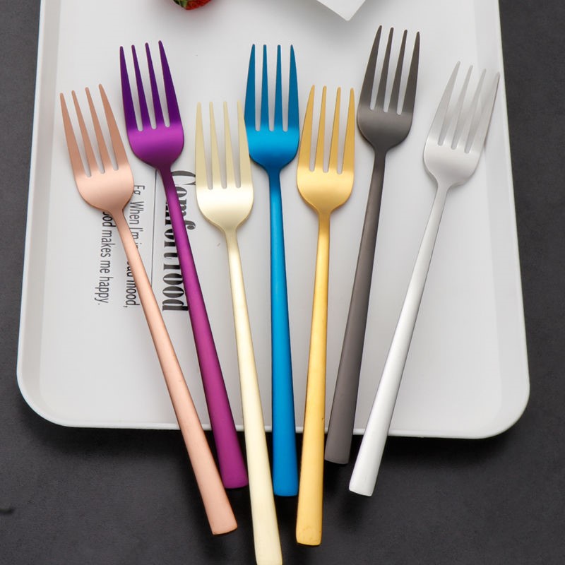 Stainless Steel Cutlery Cute Korean Style Long Handle Fork Suit Creative Home Adults Eat Big West Buffalo Steak Fork