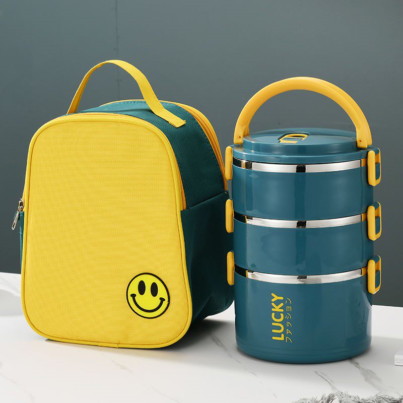 Lunch Box With Lid Office Worker Adults Insulation Rice Barrel Stainless Steel Insulated Barrel Dining Box Lunch Box Bag Student Women's Lunch Box