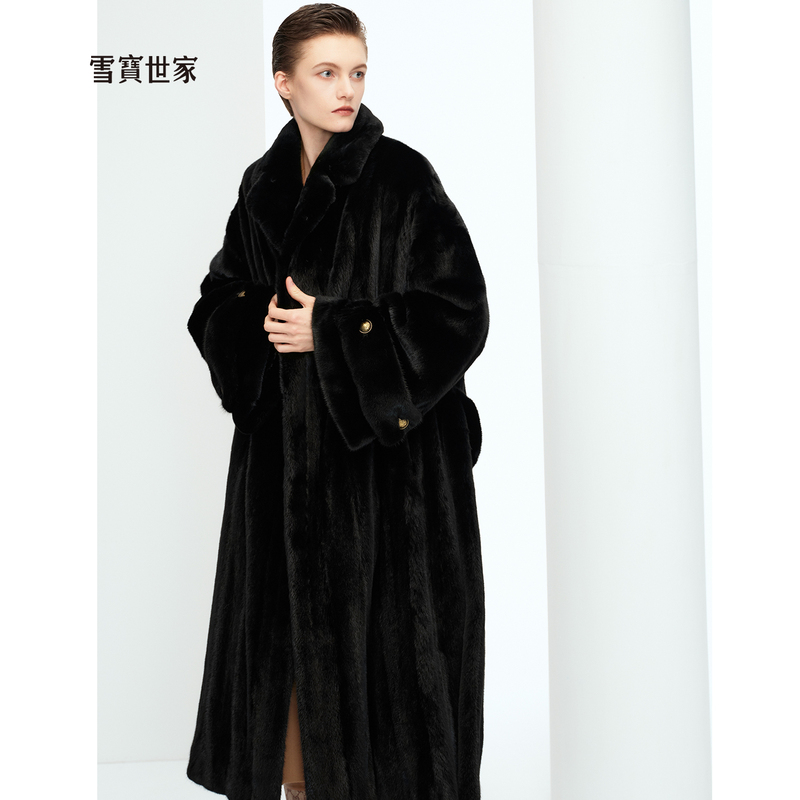 Xuebao Shijia Original Flowing Dream New Style Mink Fur Coat Imported Black Mink Women's Vintage Long Fur Coat Xuebao Shijia Original Flowing Dream New Style Mink Fur Coat Imported Black Mink Women's Vintage Long Fur Coat