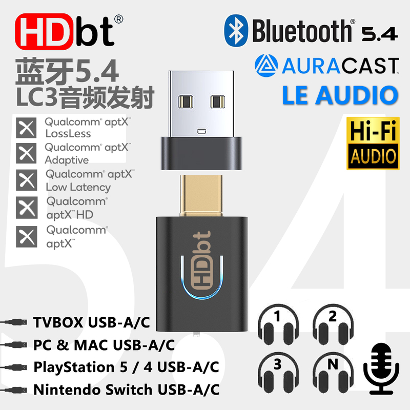 Qualcomm Qcc Chip Bluetooth 5.4 Audio Lc3 Transmitter Aptx Lossless Hd Ad Broadcast Auracast