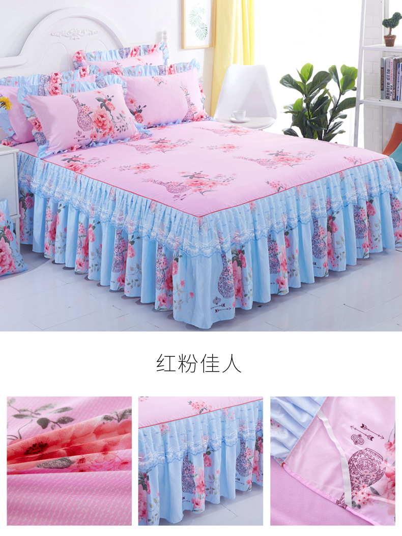 Hàn Quốc công chúa ngủ ren váy bedspread duy nhất mảnh bộ ba mảnh giường m 1.5m1.8 Simmons bảo vệ nắp trượt - Váy Petti drap giường có viền
