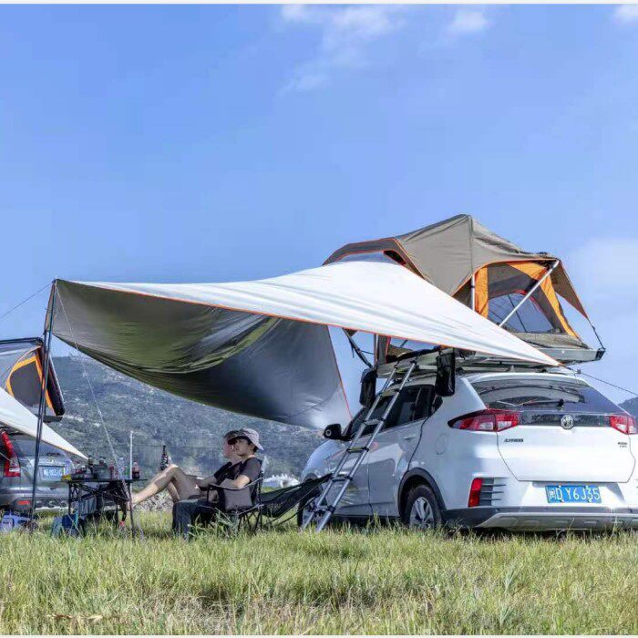 Roof tent Outdoor Automatic hydraulic folding rear 15cm thick ultra-thin ultra-light anti-storm cross country Soft top speed open