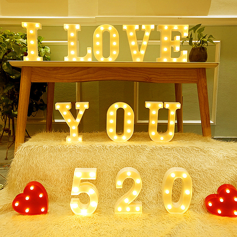 Creative letter lights led birthday decoration trunk surprise proposal props scene layout confession artifact decoration