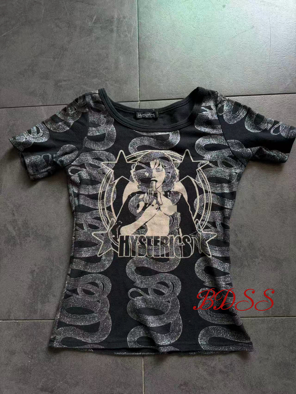 [Snake Girl] Bdss Independent Hysteric Hg Style Slim-Fit Vintage Short-Sleeve