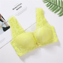 No steel ring thickened small chest flat chest gathered side bra deep V lace vest underwear six-breasted bra
