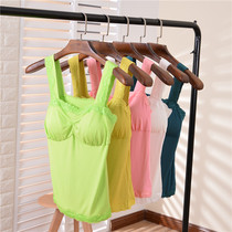 Summer and autumn Modal slim-fit plus-size bottoming sling womens outer wear vest sponge with chest pad underwear yoga suit length