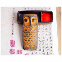 Owl (Corner) inkpad printing table Japan imported Takaoka bronze Wenwen study seal cutting ornaments gift