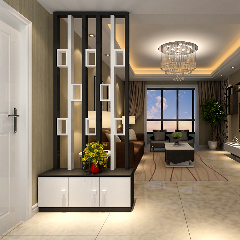 Painting solid wooden column double - sided porch cabinet modern minimal small household partition into the door - door screen partition - cut living room