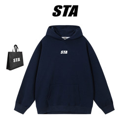 Sta Flagship Store Genuine Hooded Sweatshirt for Men and Women, American Style Fleece-Lined Jacket, Couple's Trendy Brand Heavyweight Pure Cotton Hoodie ins