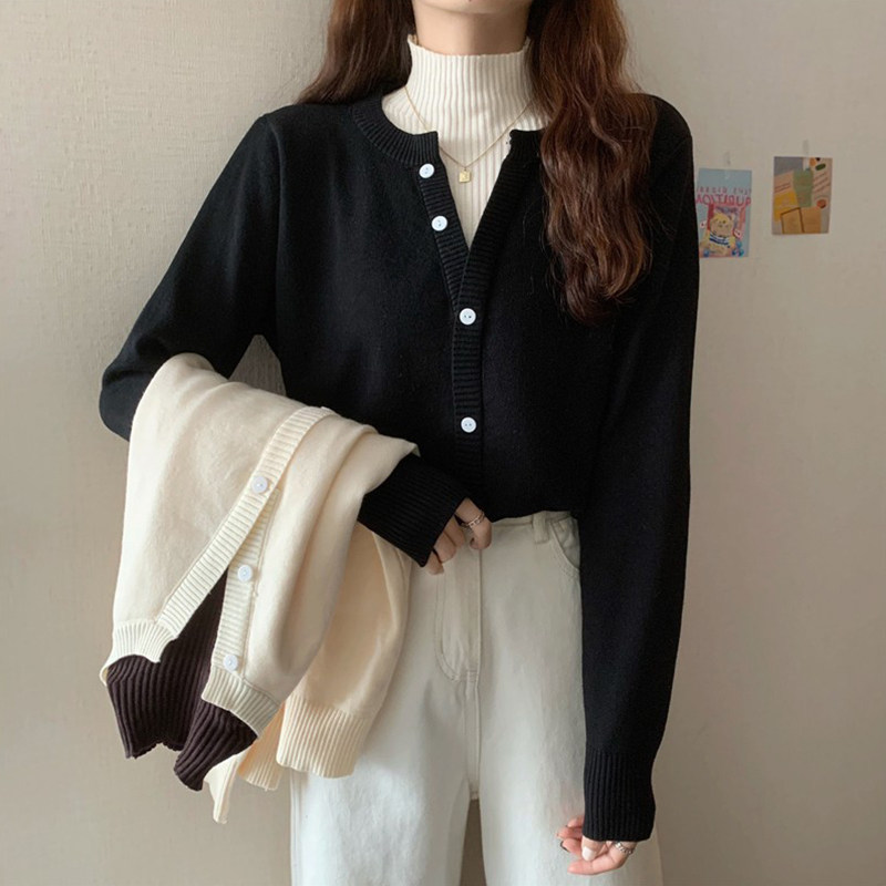 Sweater woman in autumn and winter with two pieces of overcoat and half-high-collar design knitting shirt