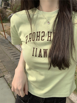 Port Taste Letter Printed Short Sleeve Positive Shoulder T-Shirt Woman Summer Body Design Sensation Little Crowdbln Hot Girl Blouse