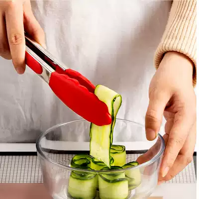 Stainless steel food clip kitchen high temperature steak clip food clip silicone anti-hot barbecue barbecue clip household dishes