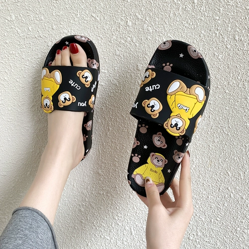 Женские летние домашние тапочки 2024, домашние плоские нескользящие сандалии для ванной и ванной, милые пляжные студенческие тапочки