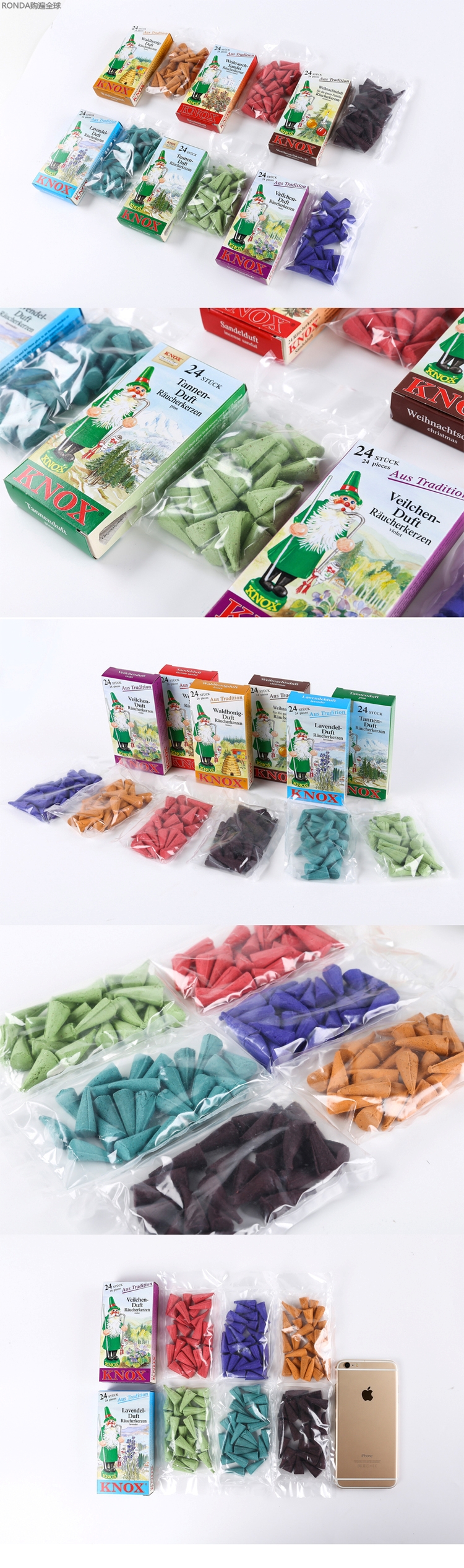 Đức nhập khẩu KNOX tháp hương liệu hương thơm tím đánh lửa túi rắn 24 viên / hộp - Sản phẩm hương liệu vòng tay trầm