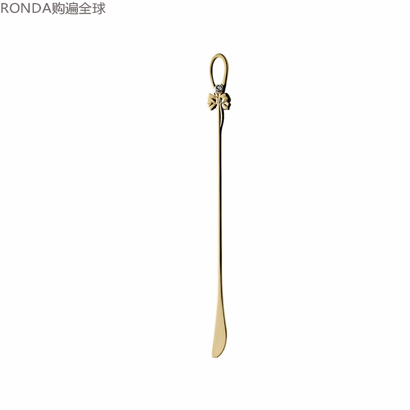 Japan ELFIN handmade stainless steel creative coffee Mixing Stick Diamond ribbon shape gold silver 18 6cm