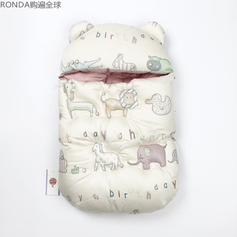 South Korea's AriBeBe autumn winter handmade pure cotton newborn baby anti-kick by baby thickened sleeping bag 60cm