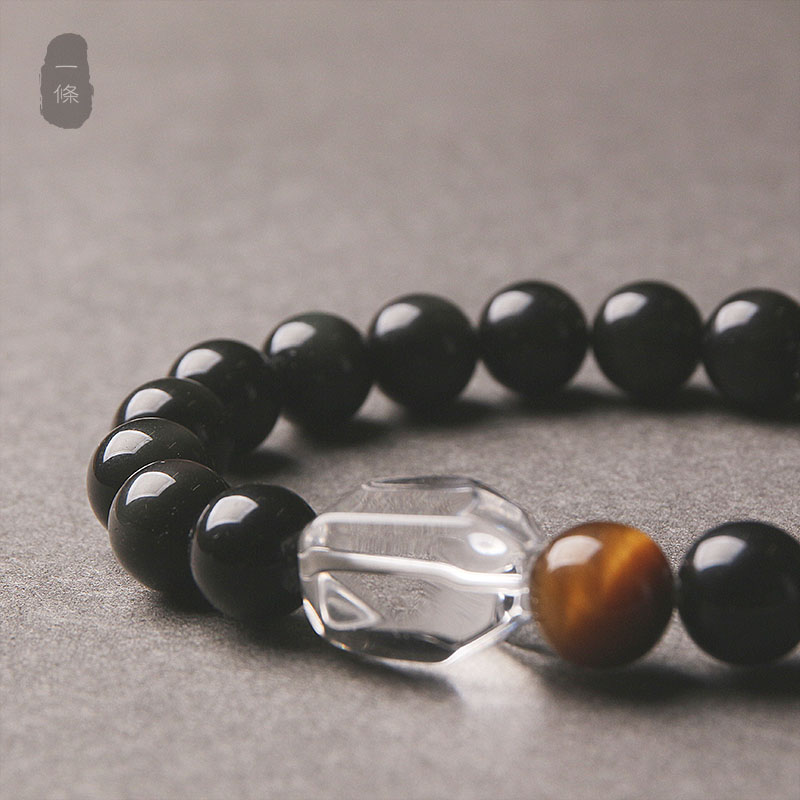 Original Obsidian Crystal Lucky Lucky Tiger's Eye Personality Fashion Men's Bracelet Women's Simple Couples Jewelry