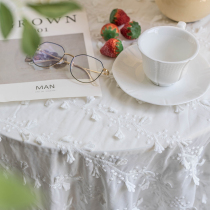 White Lace Table Cloth Ins Embroidery Round Table Fridge Lid Cloth Sweet Terrace Buffet Style Retro Tea Table Cloth Fresh