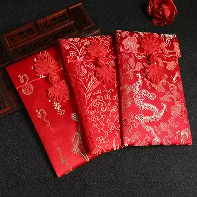 High-grade silk cloth Peacock knot red envelope profit cloth big red bag wedding personality creative red envelope ten thousand yuan red envelope bag
