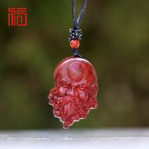 Indian small leaf red sandalwood Dharma pendant wood carving Buddha statue pendant Dharma mahogany necklace