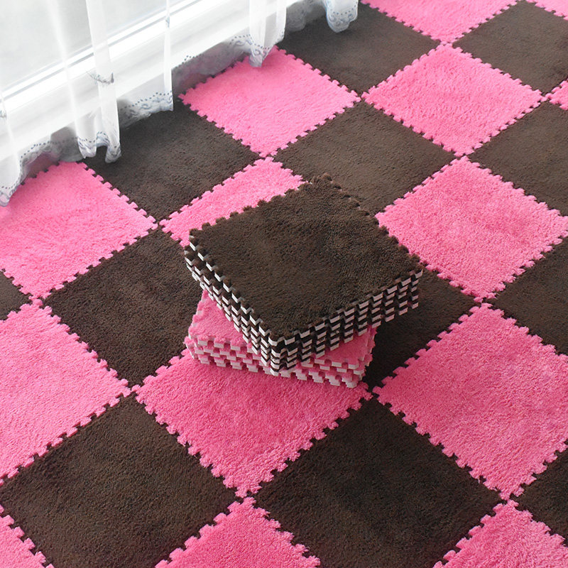 Lattice advanced floor mat bedroom full bedside stitching carpet plush room tatami puzzle thickening mat