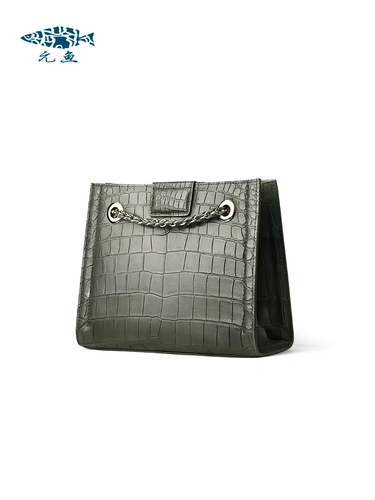 元鱼 Импортная вместительная и большая сумка с петлей на руку, ремешок для сумки, сумка через плечо, 2020, крокодил, из натуральной кожи