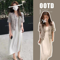 Maternity suit summer dress new fashion versatile solid color dress design small fragrant jacket two-piece trendy suit