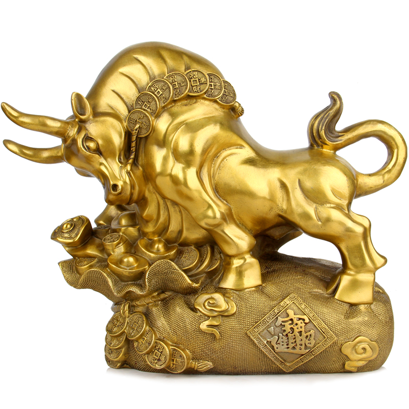 Copper Ox Ornament Large Zodiac Ox Copper Cornucopia Ox Ornament Craft Gift Ornament Opening