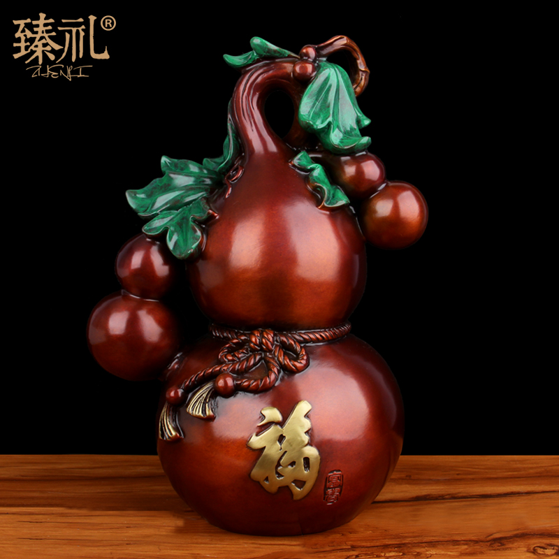 Hand colored drawing Wufu Linen bronze gourd swinging piece living room Xuanguan office furnishing
