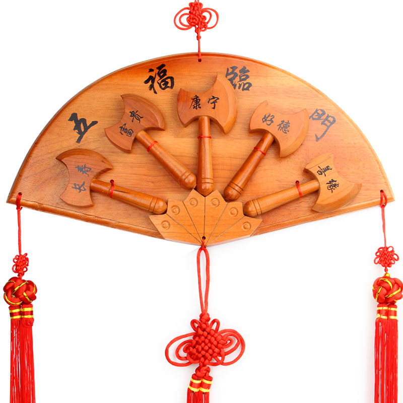 Peach wood axe Wufu Linmen Living room Home Decorative Pendant Axe Pendant With Pendant Axe