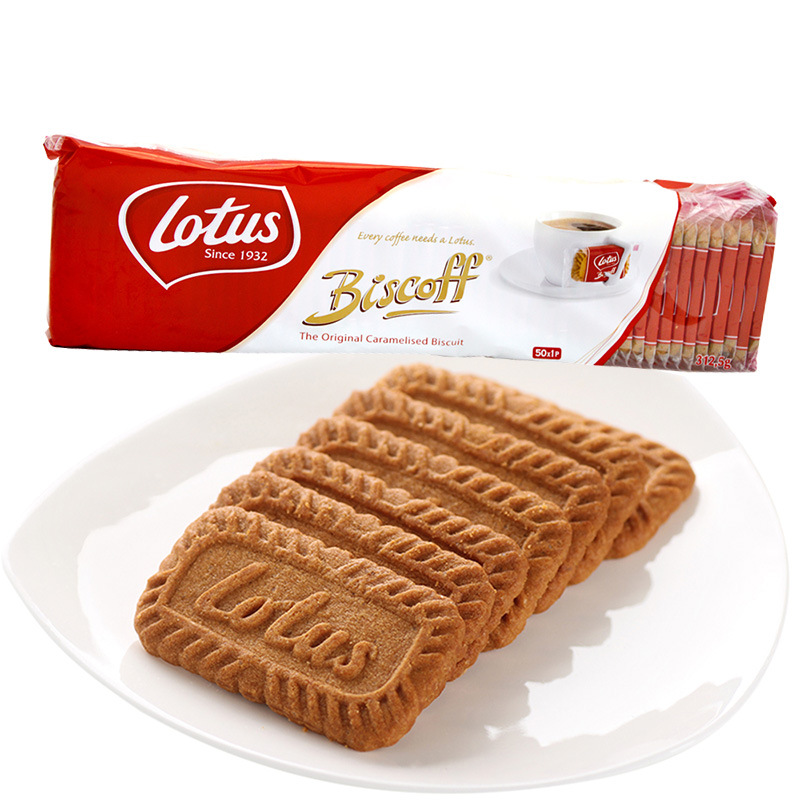 Belgium and Love Caramel Lotus Cookies Vegan Crispy Cookies Coffee Baked Tea Snacks Casual Snacks