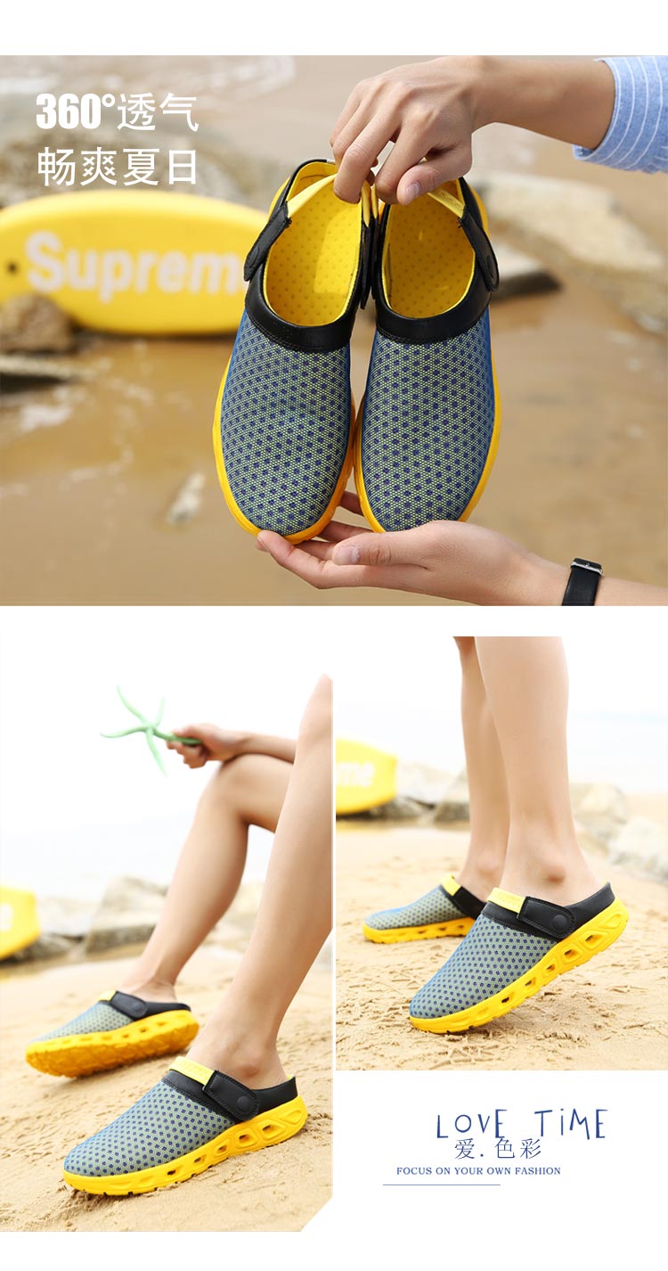 Dép ngoài trời cho nam Thời trang mùa hè Mang dép Nam Kích thước lớn Giày lỗ bãi biển Nam Nest Sandals Dép nam - Dép dep da cao cap
