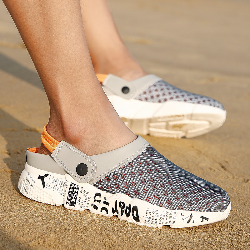 Summer Backhead Slippers Men's thick sole sandals in beach hole shoes hollow breathable bird nest