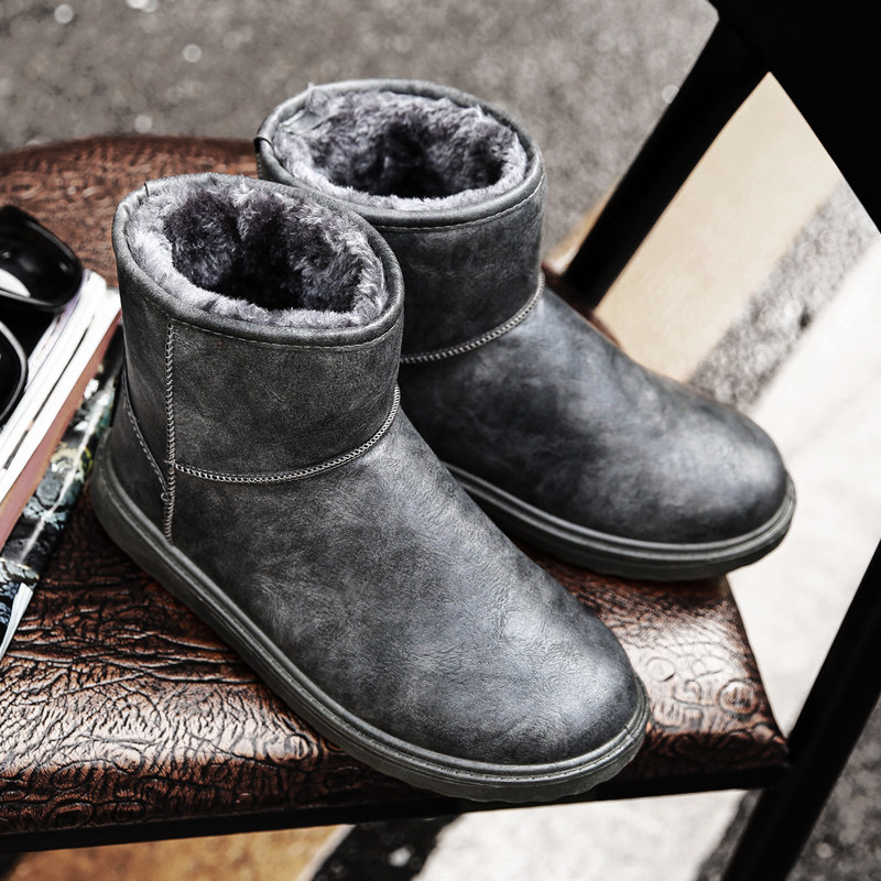 Winter men's rain boots short tube non-slip rain boots warm plus velvet cotton shoes work car wash waterproof shoes men's mid-tube water boots