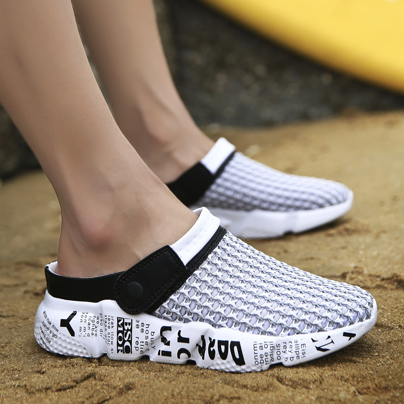 Slippers men's fashion outer wear sandals men's large size beach hole shoes summer new outdoor half sandals and slippers men's tide