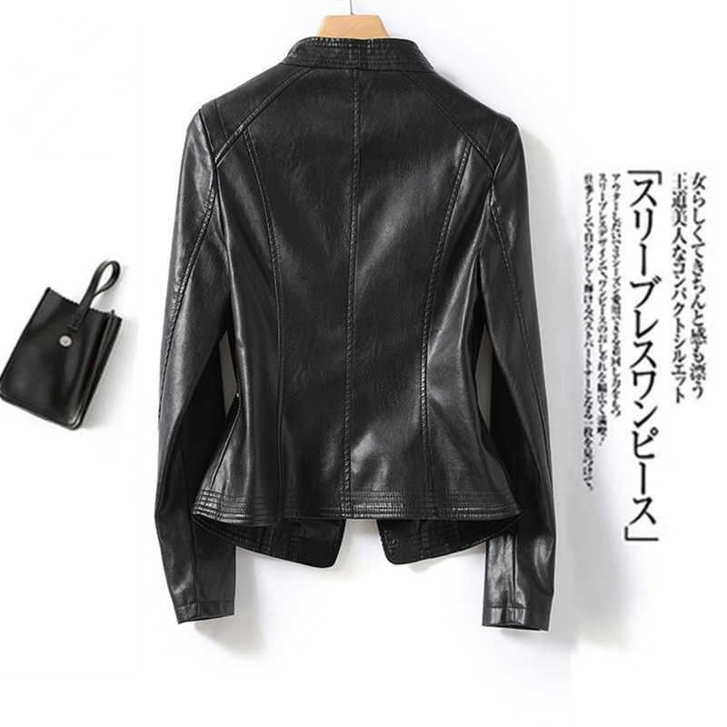 Haining women's leather jacket this spring and autumn new sheepskin short coat slim fashion motorcycle leather jacket