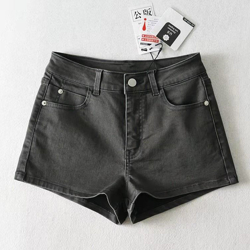 White high-waist stretch denim shorts women summer loose Korean version of slim and thin leg long wide leg straight hot pants