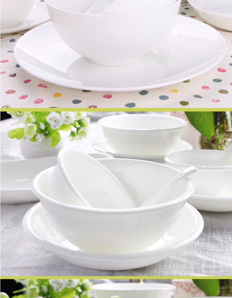 Đường Sơn đỏ tăng xương Trung Quốc bộ đồ ăn Trung Quốc bộ đồ ăn tinh khiết trắng tấm gốm tấm xương nhà Trung Quốc món ăn - Đồ ăn tối bộ chén dĩa cao cấp