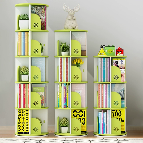 Крутящаяся простая книжная полка, книжный шкаф для спальни, современная система хранения для школьников