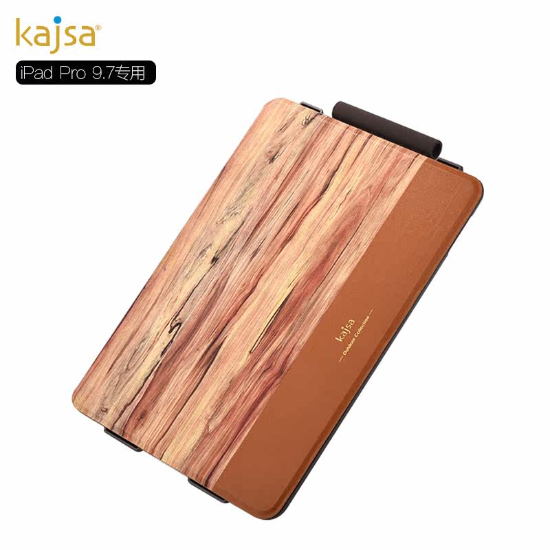kajsa Outdoor Collection Rosewood Pattern Smart Awakening Folio Stand PU Leather Hard Case Cover for Apple iPad Pro 9.7-inch