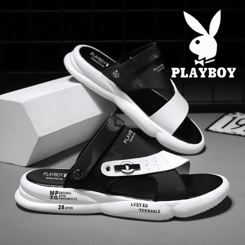 Flowers Playboy Sandals Sandals Men's Summer Outwear Genuine Leather Dual-use Sports Soft Bottom Non-slip Deodorant Outdoor Beach Slippers