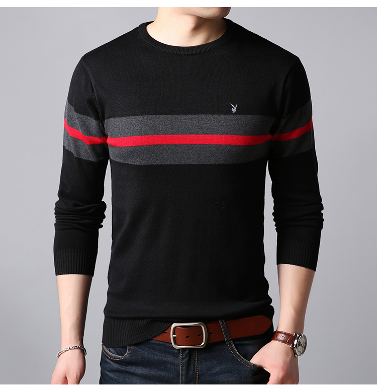 Playboy áo thun dài tay nam Áo len cổ tròn Áo len dài tay chạm đáy áo sơ mi mỏng áo len nam - Kéo qua shop thời trang nam