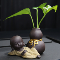Creative tea pet ornaments small monk flower tea table flower vase ceramic hydroponic Basin home decoration container