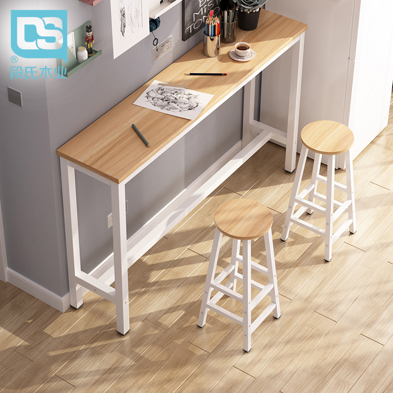 Leaning against the wall, the table with high foot table, home minimalist modern little bar, balcony dining room table strip high table milk tea shop table