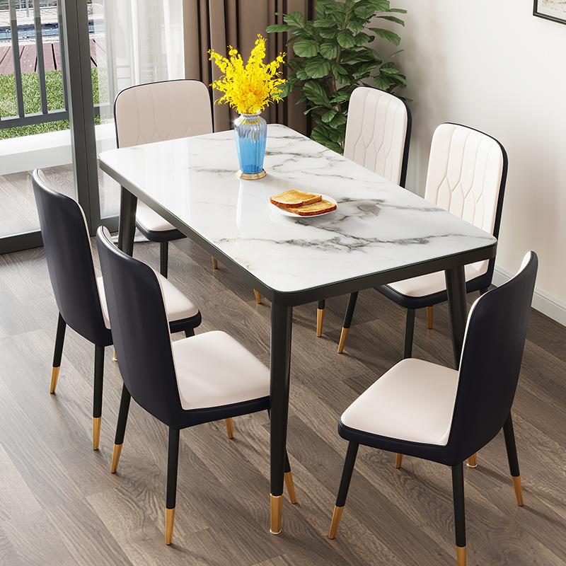 Nordic Marble Table Modern Minima Light Extravagant Dining Table Home Small Family Type Table Rectangular Dining Table And Chairs Combination