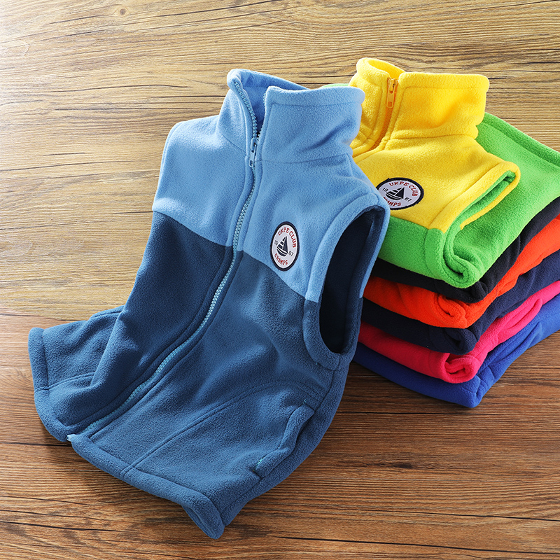 Children's vest Spring and autumn men's and women's middle and large children's baby fleece horse clip tide style fleece warm vest to wear outside